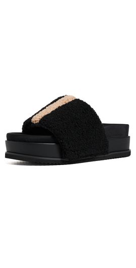 ROAM ROAM Fuzzy Stripe Stacked Sandals Black/Beige