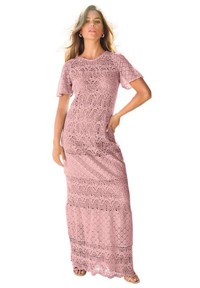 Roaman's Roaman's Crochet Lace Maxi Dress
