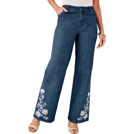 Roaman's Roaman's Embellished Wide Leg Jeans