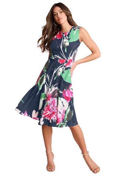 Roaman's Roaman's Fit And Flare Tank Dress (plus)