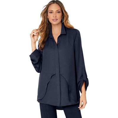 Roaman's Roaman's Georgette Overlay Big Shirt