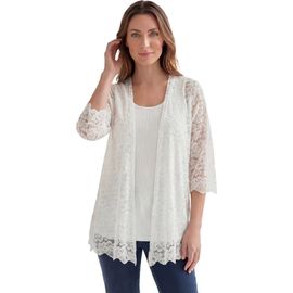 Roaman's Roaman's Lace 2 Piece Tank And Cardigan Set (plus)