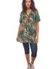 Roaman's Roaman's Plus Size Angelina Crinkle Crepe Y Neck Short Sleeve Tunic - 1