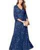 Roaman's Roaman's Plus Size Beaded V Neck 3/4 Sleeve Sleeve Maxi Gown - 1