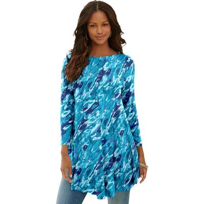 Roaman's Roaman's Plus Size Boatneck Swing Ultra Drape Tunic Top