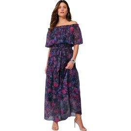 Roaman's Roaman's Plus Size Chiffon Off The Shoulder Maxi Dress