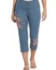 Roaman's Roaman's Plus Size Classic Stretch High Rise Embroidered Capri Jean - 1