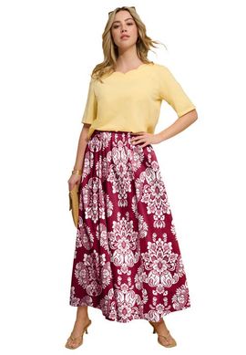 Roaman's Roaman's Plus Size Cotton Pull On Maxi Skirt