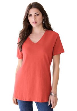 Roaman's Roaman's Plus Size Cotton Ultimate V Neck Tee