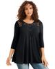 Roaman's Roaman's Plus Size Crochet Embellished Swing Ultra Femme Tee - 1