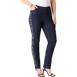 Roaman's Roaman's Plus Size Embellished Straight Leg Jean