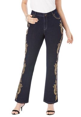 Roaman's Roaman's Plus Size Embroidered Bootcut Jean