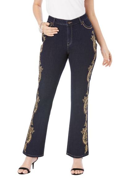 Roaman's Roaman's Plus Size Embroidered Bootcut Jean
