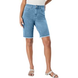 Roaman's Roaman's Plus Size Frayed Hem Bermuda Jean Shorts