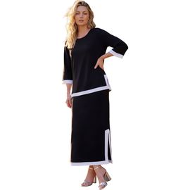 Roaman's Roaman's Plus Size French Terry Colorblock Hem Skirt Set