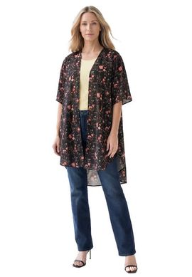 Roaman's Roaman's Plus Size Georgette Open Front Flare Sleeve Wrap