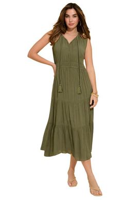 Roaman's Roaman's Plus Size Hand Crinkled Sleeveless Tiered Maxi Dress