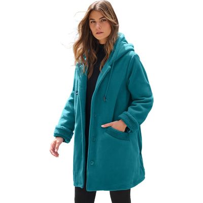 Roaman's Roaman's Plus Size Hooded Fleece Fleece Coat