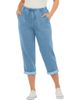 Roaman's Roaman's Plus Size Knit Denim Pull On Cuffed Capri Jean - 1