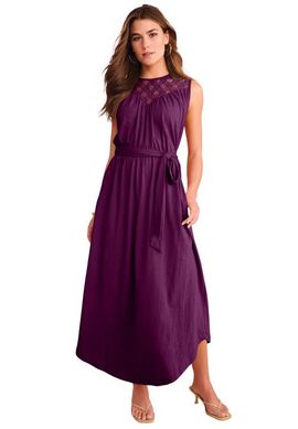 Roaman's Roaman's Plus Size Lace Yoke Sleeveless Maxi Dress