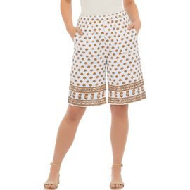 Roaman's Roaman's Plus Size Linen Blend Pull On Elastic Waist Shorts