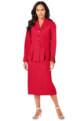 Roaman's Roaman's Plus Size Long Sleeve Shawl Collar Jacket & Sheath Skirt Set 2 Piece Suit