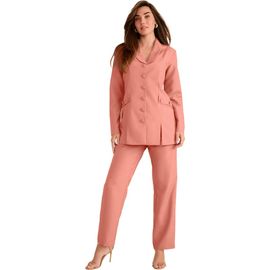 Roaman's Roaman's Plus Size Long Sleeve Ten Button Shawl Collar Pant Suit 2 Piece Pant Set