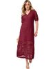 Roaman's Roaman's Plus Size Openwork Knit V Neck Tiered Maxi Dress - 1