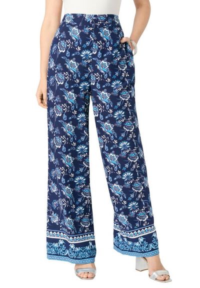 Roaman's Roaman's Plus Size Printed Wide Leg Pant