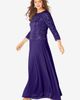Roaman's Roaman's Plus Size Sequin Lace Three Quarter Sleeve A-Line Gown - 4