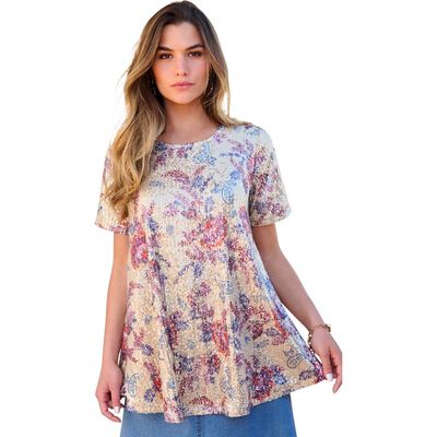 Roaman's Roaman's Plus Size Sequin Swing Tee