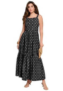 Roaman's Roaman's Plus Size Square Neck Adjustable Strap Maxi Dress