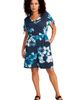 Roaman's Roaman's Plus Size Stretch Knit Faux Wrap Sleeve Romper - 1