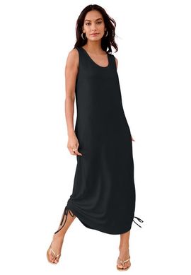 Roaman's Roaman's Plus Size Stretch Knit Sleeveless Midi Dress With Ruched Hem Detail