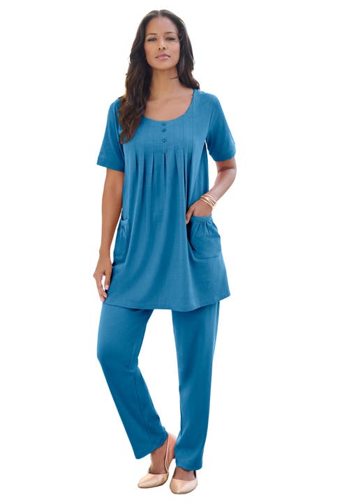 Roaman's Roaman's Plus Size Two Pocket Soft Knit Swing Tunic