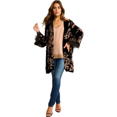 Roaman's Roaman's Plus Size Velour Embroidered Wrap