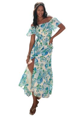 Roaman's Roaman's Ruffled Chiffon Maxi Dress (plus)
