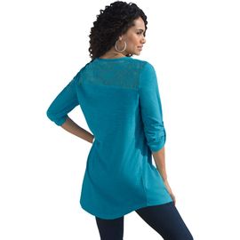 Roaman's Roaman's Textured Lace Trimmed Tunic
