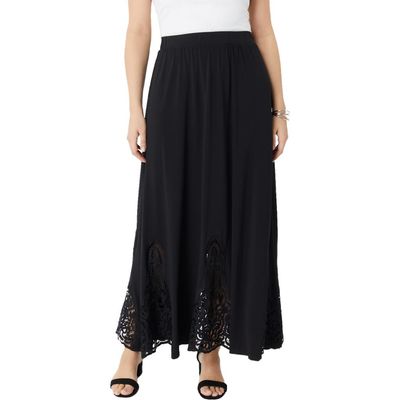 Roaman's Roaman's Ultrasmooth® Fabric Lace Maxi Skirt