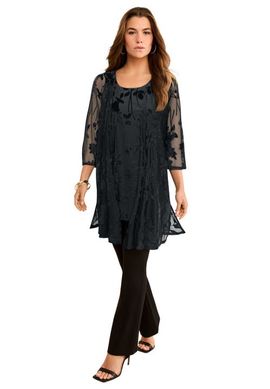 Roaman's Roaman's Velvet Burnout Cardigan Twinset (plus)
