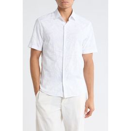 Robert Barakett Robert Barakett Makul Tonal Print Short Sleeve Stretch Cotton Button-Up Shirt