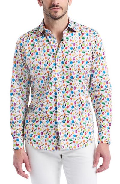 Robert Graham Robert Graham Garnish Print Stretch Cotton Button-Up Shirt