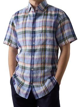 Robert Talbott Robert Talbott Morgan Plaid Linen Short Sleeve Shirt