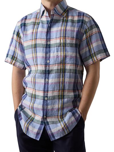 Robert Talbott Robert Talbott Morgan Plaid Linen Short Sleeve Shirt