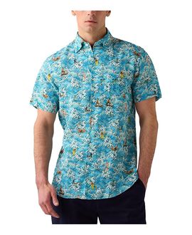 Robert Talbott Robert Talbott Morgan Surf Print Linen Short Sleeve Shirt