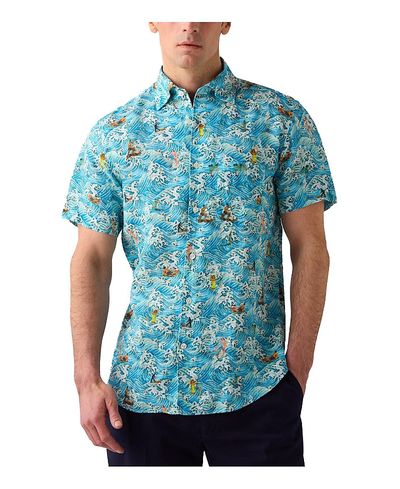 Robert Talbott Robert Talbott Morgan Surf Print Linen Short Sleeve Shirt