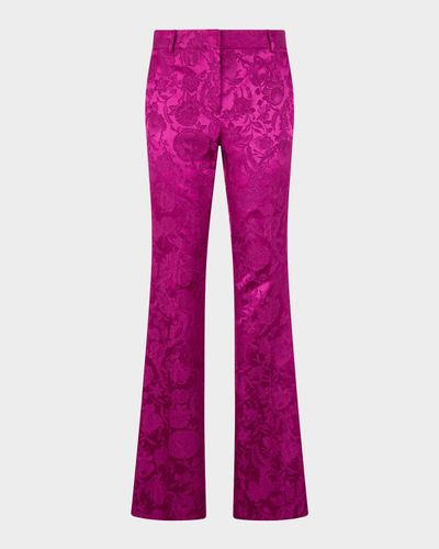 Roberto Cavalli Florentine Floral Satin Jacquard Bootcut-Leg Pants