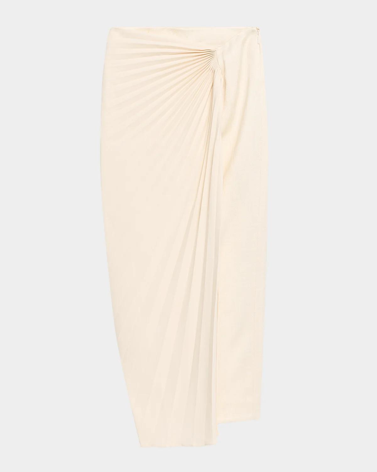 Roberto Cavalli Pleated Cady Wrap Midi SKirt