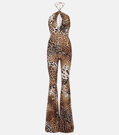Roberto Cavalli Roberto Cavalli Jaguar-print cutout jersey jumpsuit