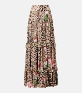 Roberto Cavalli Roberto Cavalli Printed tiered ruffled maxi skirt